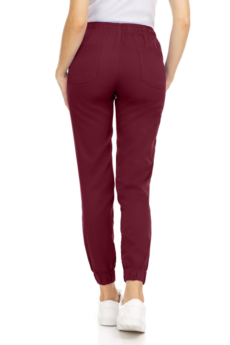 MediChic Womenâ€™s Medical Scrub Jogger Pants â€“ 4 Pockets, 4-Way Stretch, Moisture-Wicking, Anti-Wrinkle, Soft Flex Fabric Wine - Image 3